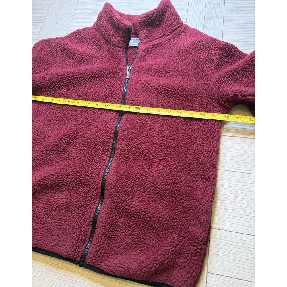 PINK Victoria's Secret Sherpa Maroon Teddy Full-Zip Jacket Cozy Gorpcore Outdoor - Picture 3 of 9